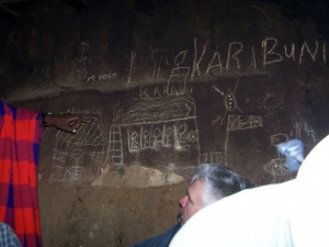 children's school lessons inscribed on the wall of the hut