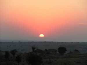 Sunset from our tent porch